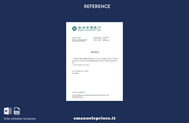 modello di riferimento per la chiusura della Taiwan Cooperative Bank in stile ve